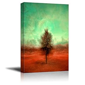 Canvas Wall Art - Abstract Green Sky - Modern Home Art Stretched and Framed Ready to Hang - 12x18 inches