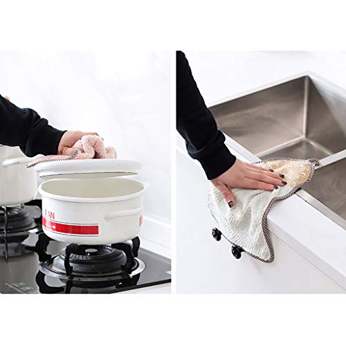 YALANK 4pcs Cleaning Cloth Kitchen Towels Hangable Coral Velvet Wipes Reusable Household Dish Cloth Towel for House Furniture Table Kitchen Dish Window Glasses