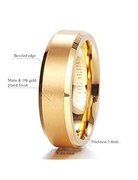 King Will anillo de bodas de 6 mm dorado de carburo de tungsteno con acabado mate, pulido, chapado en oro, talle cómodo
