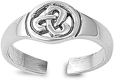 Sterling Silver Toe Ring with Centered Ciltic Knot Design, Face Height 3 MM