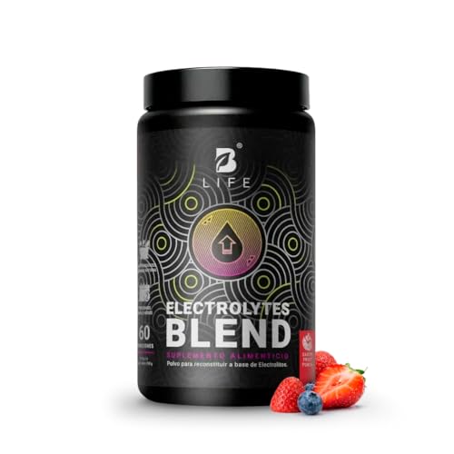 Electrolitos de 60 Servicios Sin Azúcar con 1000mg de Citrato de Potasio, Citrato de Magnesio, Citrato de Calcio, Sodio, Zinc. B Life Electrolytes Blend (Fruit Punch)