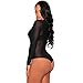 Eiffel Women's Long Sleeves Stretchy Sheer Mesh Leotard Bodysuit Jumpsuit Tops (X-Large, Black)