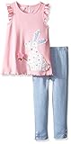 Mud Pie Toddler Girls Holiday Two Piece Playwear Set, Easter Bunny, 3 Toddler