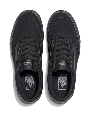 VANS MEN’S BROOKLYN LS SHOE – LOW-TOP FASHION SNEAKERS FOR CASUAL WEAR. CANVAS BLACK/BLACK. 10