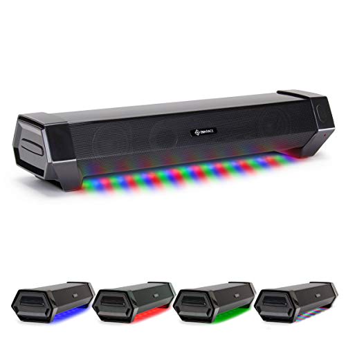 Best Price! ENHANCE Attack Gaming Speaker Soundbar - Under Monitor PC Sound Bar LED Speaker with 40W...