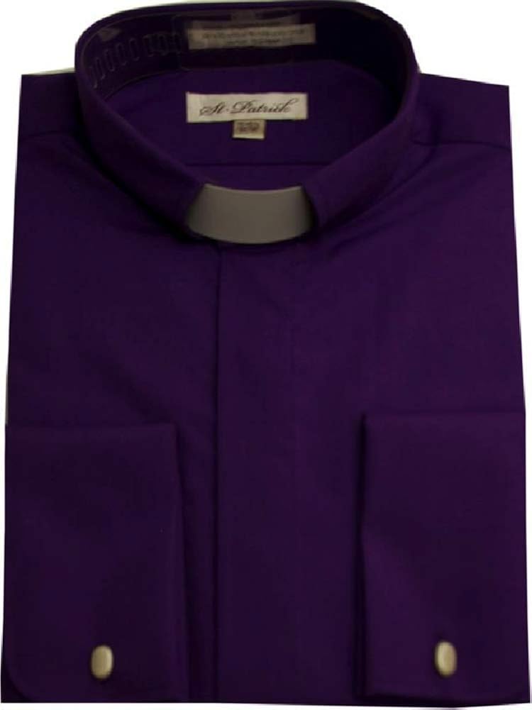 Big and Tall Traditional Purple Clergy Tab Collar Dress