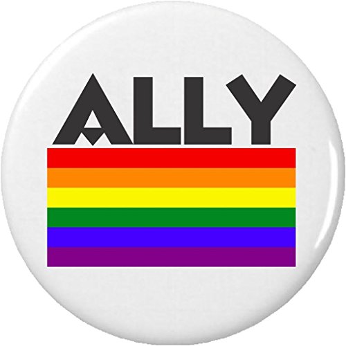 ALLY (LGBT Lesbian Gay Pride Flag) 1.25' Button Pin Straight Hetero Support