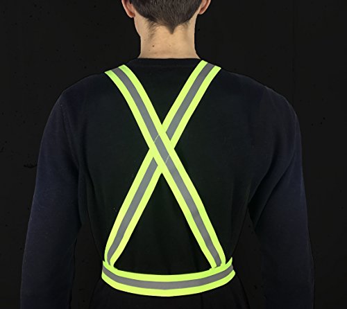 High Visibility Reflective Vest - Safety Reflector Strips Bands - Reflective Running Gear for Men and Women for Night Running, Biking, Walking (2 x Green Vest)