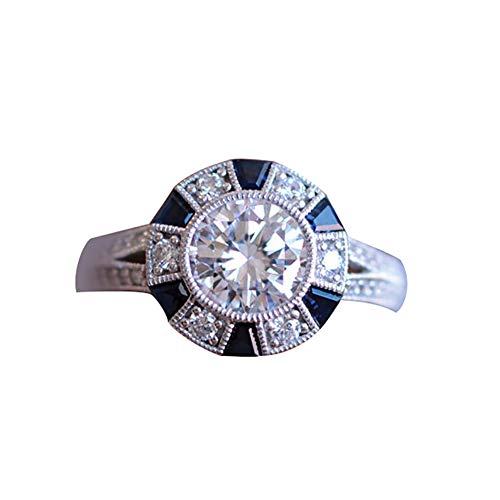 angel3292 Clerance Deals!!Women Fashion Engagement Wedding Jewelry Round Rhinestone Faux Topaz Ring Gift Blue US 7