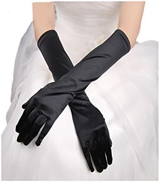 Hdress 15.5" Long Elbow Length Gloves For Ladies Stretch Party Gloves (Black)