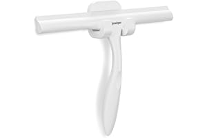 Anjinwiper All-Purpose Shower Squeegee for Shower Glass Door with Adhesive Hook, Silicone Squeegee for Shower Doors, Bathroom, Windows, Mirrors, Shower Cleaner Tool Household Squeegee(10 inch-White)