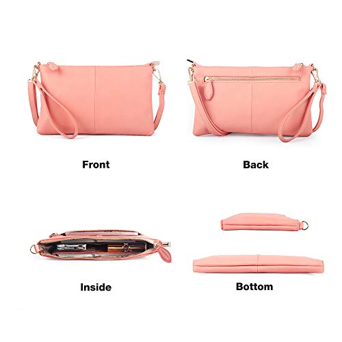 S SUNINESS Anti Theft Crossbody bags - Women Sling Purse Lightweight PU Leather Wallet Wristlet Bags with Adjustable, Chain and Wristlet Strap (Pink)