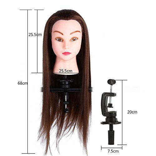 Head Training Mannequin with Clamp Holder, Hair Styling Salon Practice Hairdressing Cosmetology Dolls Tool 24" - Thumbnail 3