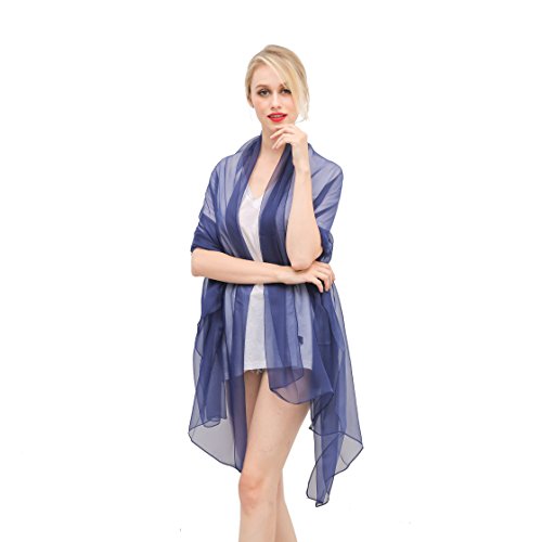 NovForth Chiffon Shawls and Scarf Women's Fashion Sunscreen Shawls Wraps Navy - Thumbnail 2