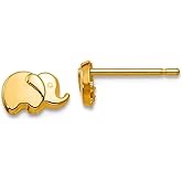 14k Yellow Gold Polished Elephant Post Earrings 5x7mm Wide Stud Earring for Women
