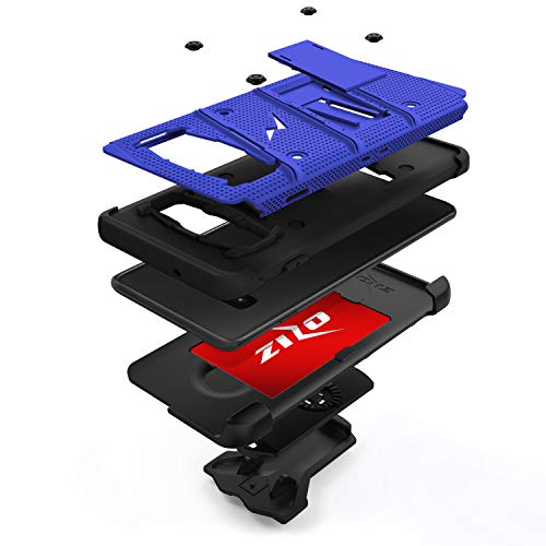 ZIZO Bolt Series Galaxy S10 Plus Case Military Grade Drop Tested with Built in Kickstand Holster Blue Black