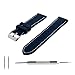 Benchmark Straps 18, 20, 22 & 24mm Navy Silicone Rubber Dive Watch Band + Spring Bar Tool (White Stitching)
