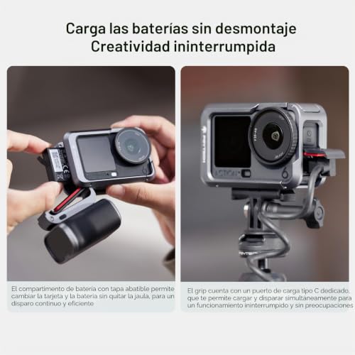 PGYTECH StreetPro Grip Kit for dji OSMO Action 6 Aluminum Alloy Metal Protective Frame with Multiple Expansion Interfaces for Street Photography (Grip+Cage)