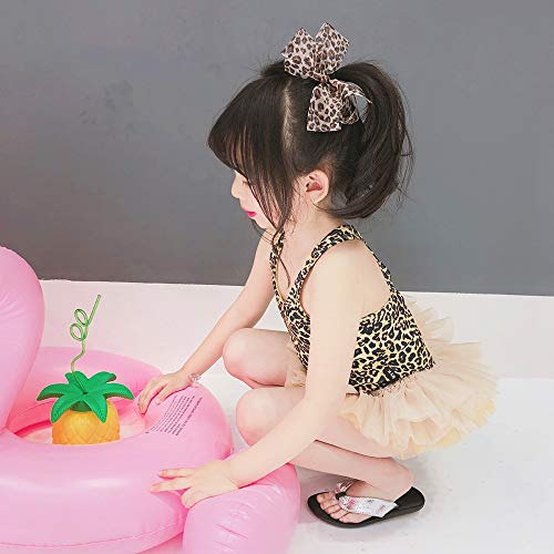 Baby Toddler Girl Swimsuit Unicorn Tutu Skirt Swimwear -One Piece Princess Swimwear Infant Bathing Suits for Girls Kids (Leopard Tutu, 2-3T) - Thumbnail 5