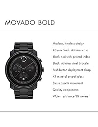 Movado Bold cronógrafo negro Dial Reloj para hombre 3600484