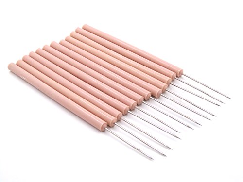 PACK OF 12 DISSECTING DISSECTION TEASING NEEDLE STRAIGHT WITH PLASTIC HANDLE ( HTI BRAND)