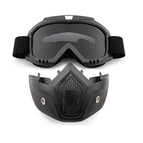 Baynne Detachable Motorcycle Helmet Anti-UV Goggles Shield Windproof Riding Face Mask(Color:Black)