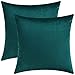Mixhug Decorative Throw Pillow Covers, Velvet Cushion Covers, Solid Throw Pillow Cases for Couch and Bed Pillows, Teal, 20 x 20 Inches, Set of 2
