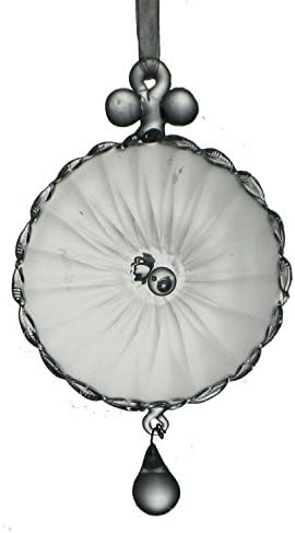 Set of 2 Mouth Blown Glass Disk with Crystal Drop Christmas Ornaments 7"