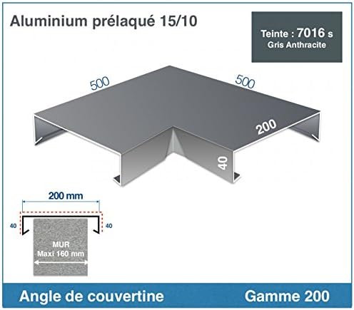 Angle De Couvertine Aluminium Gamme 200 Ral 7016 Satine
