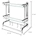 MyGift Wall Mounted Stainless Steel Bathroom Shelf Storage Rack Organizer with 2 Tier Glass Shelves,Towel Bar and 4 Hooks