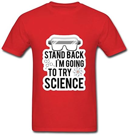OULIN Men's Stand Back, I'm Going to Try Science Cool T Shirt Red S