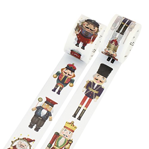 Nutcracker British style Classic Wide Washi Tape Set of 2 Rolls - Planner Decorative DIY Japanese Masking Adhesive Sticky Paper Washi Tape Set(Width: 30mm) - Thumbnail 3