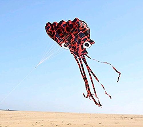 Rotuyes Beautiful Black and Red Spotted Octopus Children love Easy Kite Flying Big Kite Match Can Easily Fly Kites on the Beach, Park or SquareT (black-red)