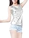 Allegra K Women's Halloween Shiny Party Club Cami Sparkly Metallic Tank Top X-Small Silver