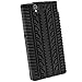 igadgitz Black Silicone Skin Case Cover with Tyre Tread Design for Sony Xperia Z Android Smartphone Cell Phone + Screen Protector