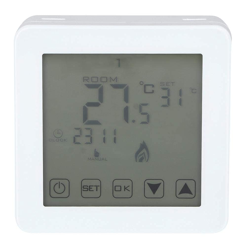 Digital Thermostat, Wall-mounted Programmable Heating Thermostat LCD Screen Digital Electric Heating Thermostat for Home Room Temperature Controller