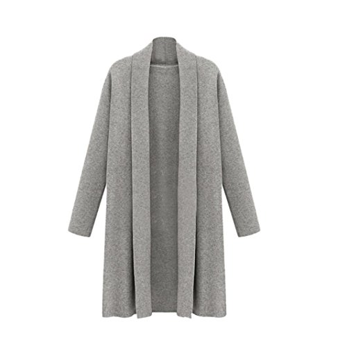 KESEE Clearance Cardigan ☀ Women's Solid Lightweight Knitted Open Front Long Overcoat Waterfall Cardigan (XL, Gray)