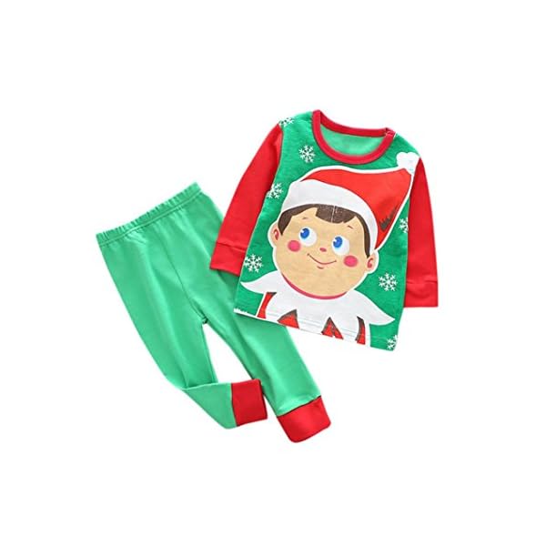 Kollmert Toddler Baby Girl Boy Christmas Outfits Clothes Print T-shirt Tops+Pants Set