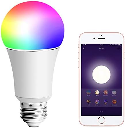 RGB LED Smart Bulb,WiFi Light Bulb,Multicolor,Dimmable,No Hub Required, 90W Equivalent, Works with Amazon Echo Alexa and Google Home Assistant,CE/FCC/UL Listed (1-pack-9W)