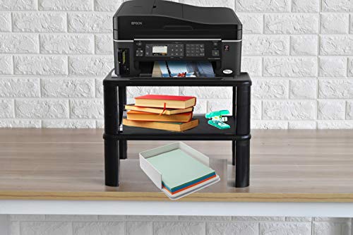 2-Pack Adjustable Monitor Stand with Storage Organization. Sturdy, Durable, No-Vibration Support. Convenient Slots for Tablet or Phone & Cables. Perfect Riser for Laptop, Printer. Stylish Black