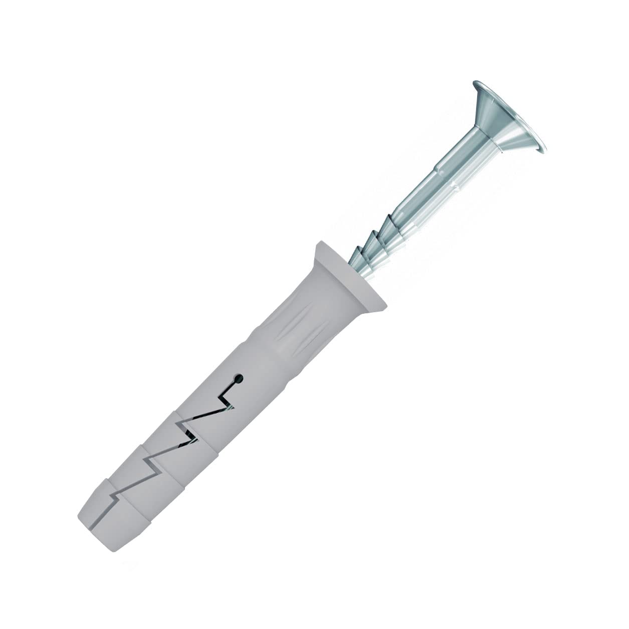 M8 Hammer Type Solid Wall Fixings, 8x50mm Wall Plug and 4.9x55mm Hammer-in Screw, Hammerfix Nail in wall Anchors with Phillips Countersunk Head for Concrete, Stone, Brick, Hollow Block (100 pcs)