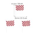 LUOEM Racing Stick Flags Mini Racing Flags Red White Checkered Flag On Stick for Nascar Tiny Car Sport Events Decoration Supplies,Pack of 10