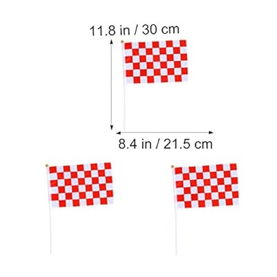 LUOEM Racing Stick Flags Mini Racing Flags Red White Checkered Flag On Stick for Nascar Tiny Car Sport Events Decoration Supplies,Pack of 10