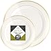 ELITE SELECTION Disposable Plastic Plate Set - 40 Pack Premium Quality Cream Dinnerware with 10.25” Dinner and 7.5” Salad Plate with Elegant Gold Double Trim for Wedding, Birthday, Party