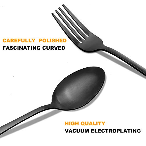 Matte Black Silverware Set, 40 Pieces Stainless Steel Flatware Set Utensils Cutlery Tableware Set Steak Knife Fork and Spoon Set, Serve for 8, Gift Package