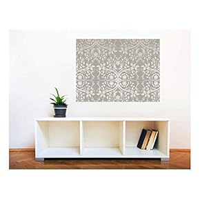 Removable Wall Sticker/Wall Mural - Seamless Silver Lace Flowers and Leaves | Creative Window View Home Decor/Wall Decor - 24"x32"