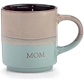 burton+BURTON Two Tone with Engraved Mom Mug, 14-Ounce, Taupe and Teal