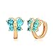 Windshow 18K Yellow Gold Plated Butterfly CZ Mini Huggie Hoop Earrings for Baby Girls Children Kids 0.48