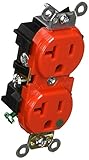 Leviton 8300-HR 20-Amp, 125-Volt, Heavy Duty Hospital Grade, Duplex Receptacle, Straight Blade, Self Grounding, Red