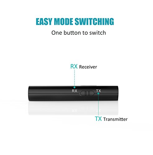 Bluetooth Transmitter and Receiver, ZIOCOM 2-In-1 Wireless CSR Bluetooth Audio Music Streaming Switchable Transmitter and Receiver With 3.5mm Stereo Output for Car, Smartphone, Home Audio Systems